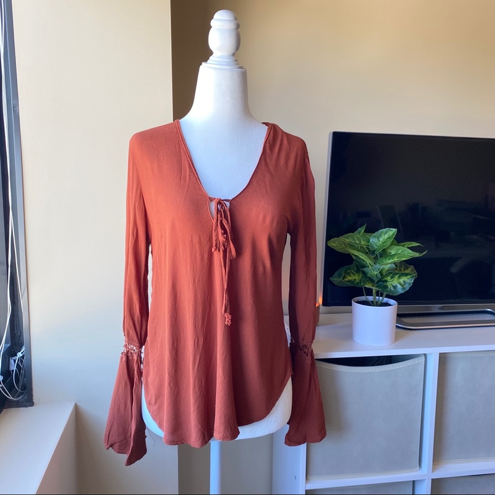 REVOLVE Burnt Orange Long Sleeve Blouse